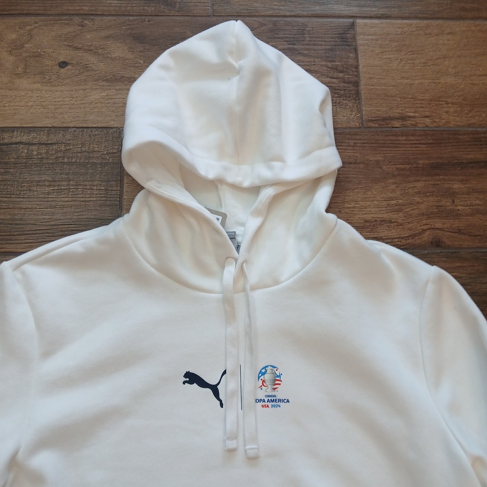 Puma Hoodie Mens Large White Copa America USA 2024 Sweatshirt Sweater Soccer - Picture 2 of 10